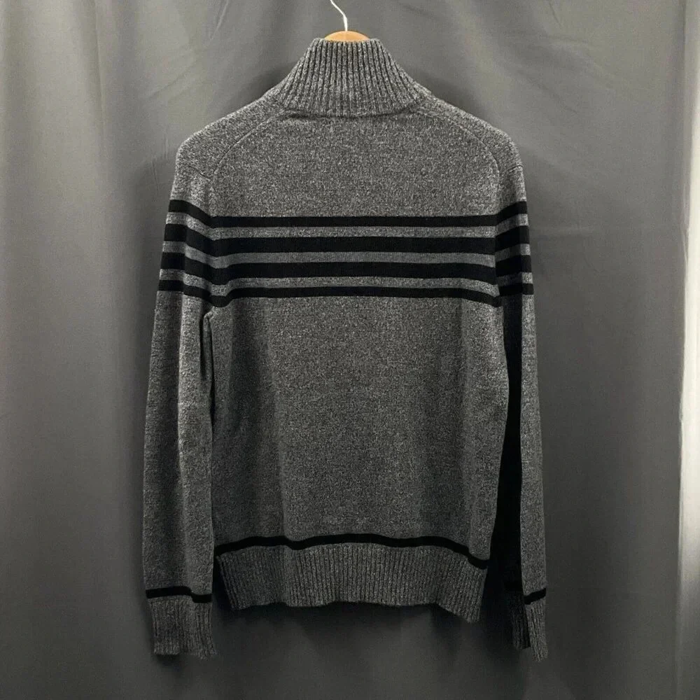 Banana Republic‎ Sweater Men M Merino Wool Italian Striped High Neck Pullover